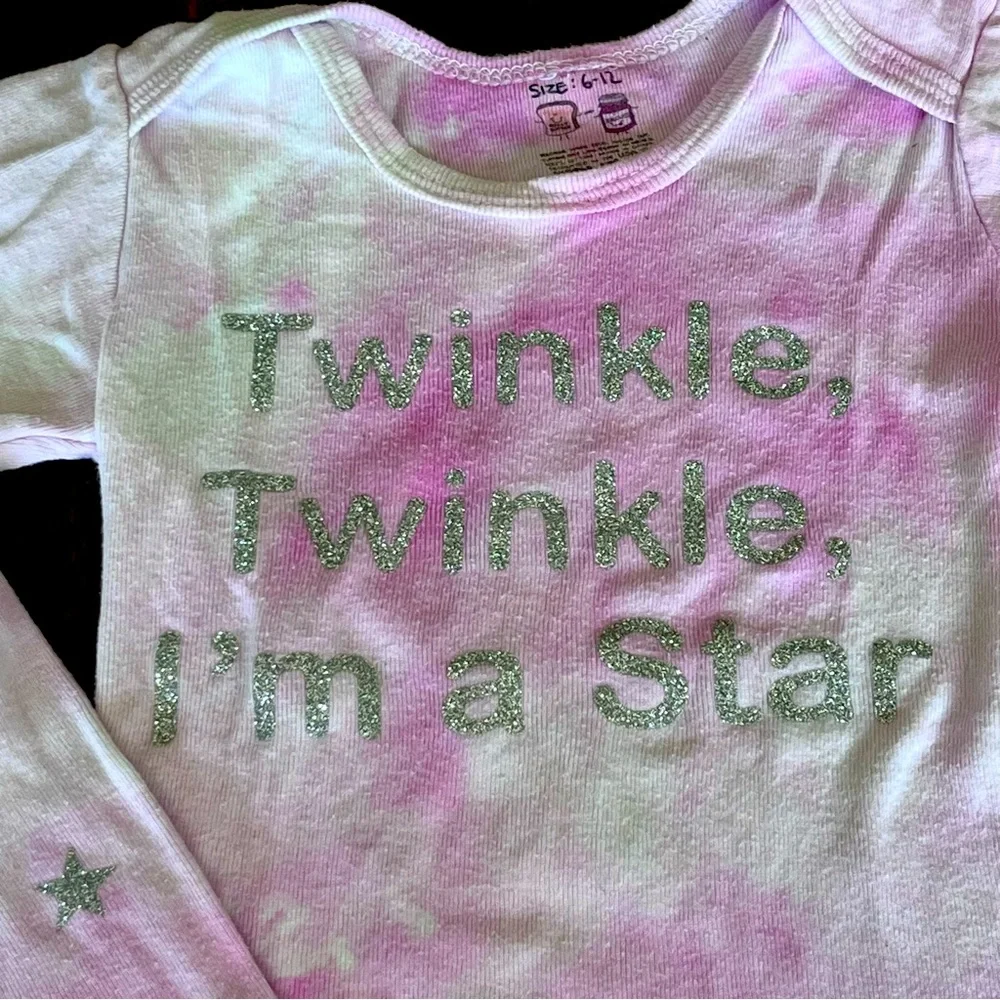 Baby Girl Tie Dye Silver Glitter Stars Designer Outfit - Picture 7 of 7